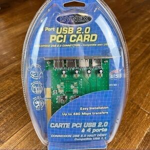 Dynex DX-UC104 (4-Port) USB 2.0 PCI Desktop Card Host Adapter NIB NEW